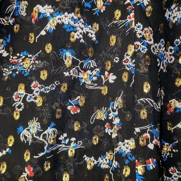 Veronica Beard Flynn Cold-Shoulder Floral Metalic Print Silk Blouse Size 2 - Picture 8 of 15